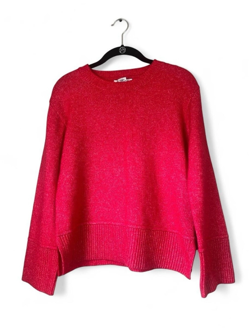 Rachel Zoe NY Sweater Sz XS Bright Red Crewneck Wide Ribbed Cuffs/Hem Pullover